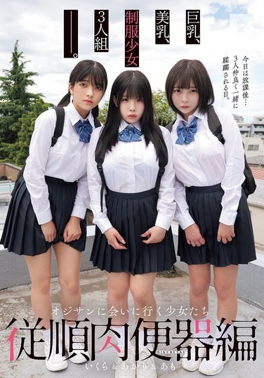 Big Breasts, Beautiful Breasts, Three Girls In Uniforms - Girls Who Go To Meet An Old Man, Obedient Meat Toilet Edition, Akari & Amo & Ikura - Poster